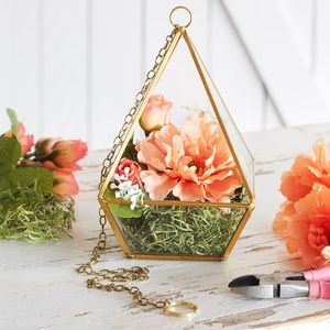 Fleurs de terrarium artificielles géométriques, métal or rose, cuivre, verre - Product Image 5