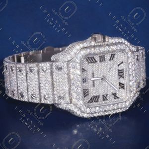 Reloj mecánico artesanal de acero inoxidable con movimiento automático de cuarzo, diamantes de moissanita de corte redondo, claridad VS VVS EF - Product Image 2