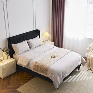 Full-Size Velvet Upholstered <b>Platform</b> <b>Bed</b> <b>with</b> Charging Station <b>Storage</b> Shelf Vertical Channel Tufted Wingback <b>Bed</b> Frame - Product Image 3