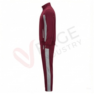 Survêtement pour homme, couleur marron gris, blocs de couleurs, manches longues, col montant, fermeture éclair sur le devant, poches latérales, vêtements décontractés pour l'automne - Product Image 3