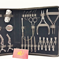 Kit d'outils de pose d'extensions capillaires de haute qualité : ouvre-perles et pinces de fermeture pour extensions à bandes, aiguilles à boucle en acier inoxydable, ciseaux, pinces, fils