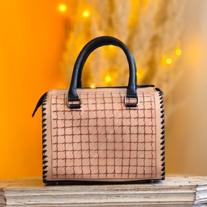 American Flag Pattern Embossed Tooling Florals Carved Genuine Leather Material <b>Mini</b> Speedy Duffle Bag With 2 Double Handle Carry - Product Image 2