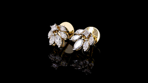 Boucles d'oreilles Western Lab Grown Diamond Princess Marquise Cut |   Cadeau de mariage ou de fiançailles en or 14 carats plaqué rhodium certifié IGI - Product Image 3