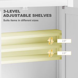 Moderno mobiletto da bagno bianco a 2 ante con 2 ripiani regolabili - Product Image 5
