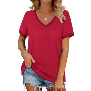 Export Solid Color Women's V-Neck T-<b>Shirt</b> Premium Breathable Eco-Friendly 100% Cotton Casual Everyday Comfort From BD - Product Image 1