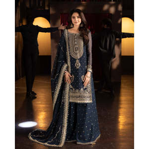 Women's Beautiful <b>Top</b>- Sharara and Dupatta Set with Intricate Embroidery Sequence Work - Product Image 1