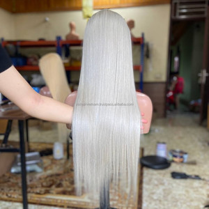 Perruques de cheveux naturels vietnamiens lisses et raides, sans colle, avec dentelle frontale, densité 200%, couleur personnalisable, sans nœuds - Product Image 3