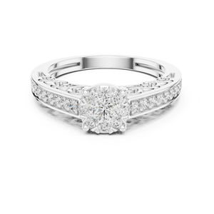 แหวนหมั้นเพชรทรงกลมทองคำโรสโกลด์ 14K สำหรับผู้หญิง |   เพชรที่เพิ่งเพาะเลี้ยง - Product Image 5