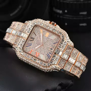 Montre de luxe en moissanite pour homme, montre-bracelet à quartz analogique avec finition élégante, idéale pour un cadeau et un usage quotidien - Product Image 6