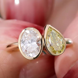 Oval Cut D Color Lab Grown Diamond <b>Ring</b> 10K 14K 18K Solid Yellow <b>Gold</b> IGI Certified Trendy Women Engagement Wedding Jewelry - Product Image 1