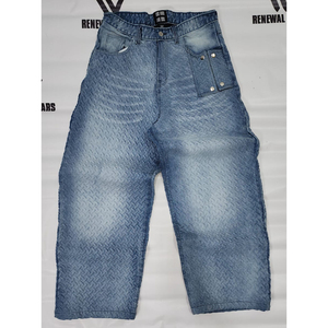 Vaqueros Selvedge Azules con Lavado Ácido, Textura Sólida en Relieve, Peso Medio, Transpirables, Estilo Vintage, Personalizados, para Hombre, Corte Recto, Tejido, para Invierno - Product Image 2