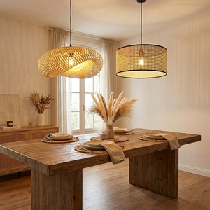 Handmade Bamboo Hanging Lampshade Woven Pendant <b>Light</b> <b>Shade</b> for Living Room Bedroom Kitchen Room Decor - Product Image 3