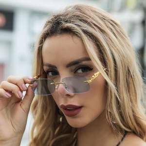 Gafas de Sol Metálicas sin Montura Personalizadas al por Mayor Ivision con Decoración de Cabeza de Animal |   Lentes Acrílicas Retro Coloridas para Hombre y Mujer - Product Image 5