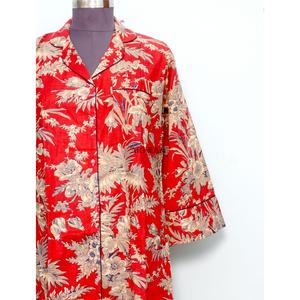 Ensemble robe moulante bohème en coton pour femme, longueur genou, avec chemise imprimée florale, taille naturelle, boutons tissés, nettoyage à sec - Product Image 2