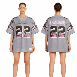 Women Oversized Pink Sports Jersey Dress Custom Logo Breathable Mesh T Shirt Dress Casual Streetwear American Football Style - Product Image 5