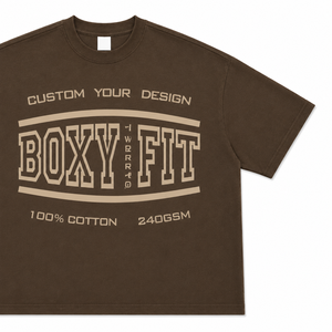 เสื้อยืดโอเวอร์ไซส์ทรงบ็อกซี่สำหรับผู้ชาย ผ้าฝ้าย 100% 240GSM แขนสั้น คอกลม พิมพ์ลายตัวอักษร สไตล์ลำลอง ผ้าเจอร์ซีย์ - Product Image 2