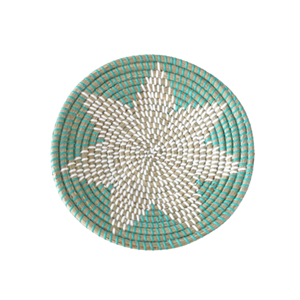 Set de table rond en jonc de mer vert menthe tressé, style bohème, motif étoile, servant également de panier mural décoratif, de dessous de verre et de assiette de présentation décorative - Product Image 1