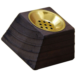 Square Wooden Bakhoor Burner Modern Stepped Arabic Oud <b>Incense</b> <b>Cone</b> Holder Stand With Removable Gold Metal Cup For <b>Incense</b> Use - Product Image 3