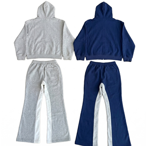 Sudadera con capucha de hombre con cremallera, de tejido grueso, con efecto desgastado, parche bordado vintage, lavado ácido y pedrería, de fabricante a medida. - Product Image 2