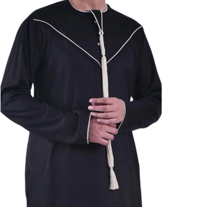 Premium Selling Cotton Linen Fabric Made <b>Men's</b> Thobes Classic Style Solid Color Quarter Button Down <b>Thobe</b> Jubbah In Low MOQ - Product Image 3