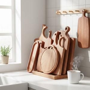 Tabla de cortar de madera artesanal con bordes vintage |   Tabla de Cortar y Servir Orgánica, Pulida con Aceite, Higiénica, para Cocina - Product Image 1