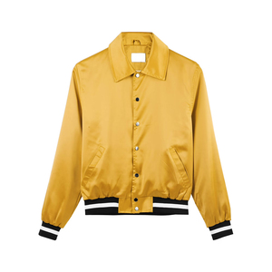 High Quality Satin <b>Bomber</b> <b>Jacket</b> For <b>Men's</b> Long Sleeve Button Up Lightweight Windproof Winter <b>Jacket</b> For Adult - Product Image 1