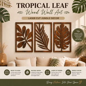 Arte de Pared con Hojas Tropicales, Decoración de Pared de Madera, Arte de Pared de Madera Cortado con Láser, Decoración de Pared de MDF |   Decoración de Pared con Diseño de Selva, Arte Botánico para Pared - Product Image 6