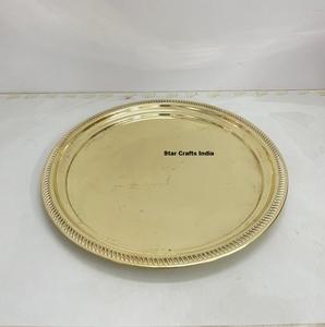 Assiette de Présentation Ronde Dorée en Métal avec Perles, Plateau de Service pour Dîner, Décoration de Table pour Mariage et Noël - Product Image 1