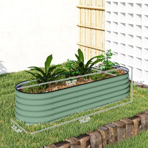 Kit per Aiuola Rialzata in Metallo Zincato 6.4 X 2 X 1.4 Pollici con Bordo di Sicurezza, Fioriera in Metallo Verde per Edifici da Giardino - Product Image 3