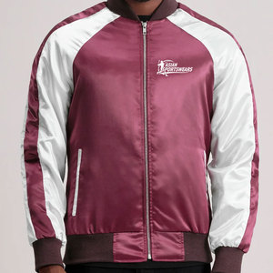 Veste bomber en satin pour homme au design esthétique unique avec poches latérales pour un style de vie urbain moderne - Product Image 1