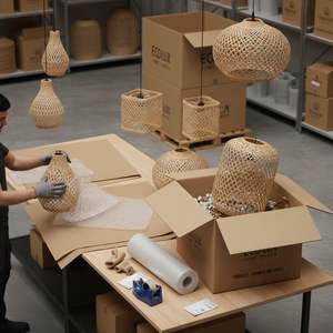 Lámpara Colgante LED de Mimbre Tejida a Mano, Estilo Moderno y Natural, para Decoración del Hogar, Sala de Estar, Vietnam - Product Image 3