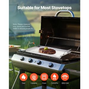 Piastra Rettangolare Universale Portatile in Acciaio Inox 23x16 Pollici per Griglia a Gas, Utensili BBQ Teppanyaki - Product Image 5