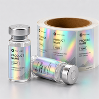 Étiquettes personnalisées pour flacons de laboratoire de recherche, autocollantes en vinyle, imperméables, avec hologramme, impression