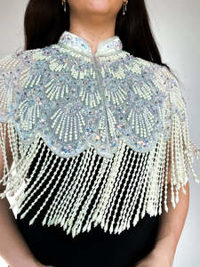 Jupe de danse de luxe faite à la main avec franges 3D, décorations en cristaux de verre perlés, strass lumineux et garniture en dentelle à coudre sur les vêtements - Product Image 2