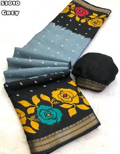 ผ้าไหมโดลาเนื้อนุ่มพิมพ์ลายบันธนี พร้อมขอบผ้าทอแจ็คการ์ด - Product Image 5