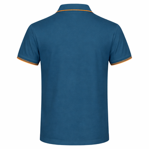 เสื้อโปโลแขนสั้นสีน้ำเงินรอยัลสำหรับผู้ชาย สีพื้น ทรงปกติ ผ้าถักปิเก้ สวมใส่สบาย - Product Image 2