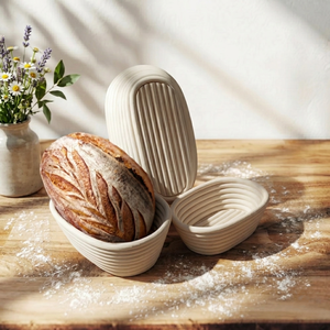 Natural Rattan Oval <b>Bread</b> Proofing <b>Basket</b> for Sourdough Baking Dough Brotform Bowl with Linen Liner - Product Image 2