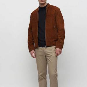 Fully Customized <b>Men's</b> <b>Suede</b> Leather <b>Jacket</b> Winter Stand Collar Front Logo Eco-Friendly Breathable Waterproof Windproof High - Product Image 3