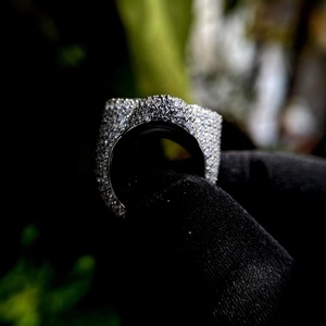 Vintage Floral Moissanite Halo <b>Cocktail</b> <b>Ring</b> 14K Solid <b>Gold</b> Hip Hop Elegant Statement <b>Ring</b> Gift for Men - Product Image 2