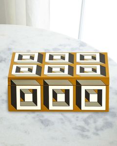 Classic Rectangular Wooden Storage Boxes With Resin Inlay Design <b>Stackable</b> Decorative Jewelry <b>Box</b> For Living Room - Product Image 5