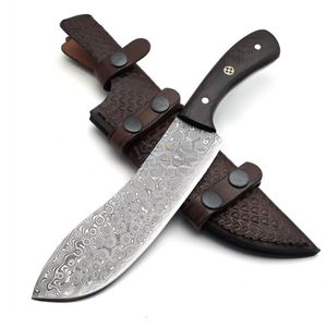 Couteaux de boucher professionnels avec lame rectangulaire large, poignée en bois confortable et étui en cuir pour la préparation de la viande - Product Image 1