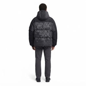 Custom Oversized Boxy Puffer <b>Jacket</b> Men 420GSM Crinkle Nylon Streetwear Winter Coat OEM Padded <b>Jacket</b> With Puff Print Map - Product Image 2