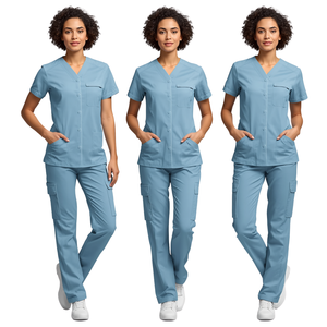 Ensemble de blouses d'infirmière bleu ciel pour femmes, best-seller, uniforme professionnel de soins de santé - Product Image 4