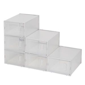 Set di 6 Scatole Trasparenti Impilabili per Scarpe con Organizzatori Bianchi e Contenitori per Calzature - Product Image 3