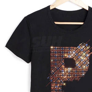 T-shirt pour homme en coton 100% avec strass, design personnalisé, couleur unie, respirant, écologique, séchage rapide, coupe ample, logo imprimé - Product Image 4