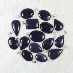 Incroyable pendentif en pierre précieuse de grès bleu pendentif plaqué en argent Sterling cristaux en gros pendentif en pierre de soleil collier à breloques - Product Image 6