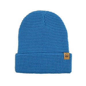 Bonnet en acrylique bleu marine à revers rayé avec logo, taille unique - Product Image 3