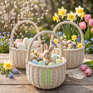 Premium Quality Hand woven Baskets With Handle Customize Sizes Variety Colors For Easter Decorations Gifts From Vietnam - Product Image 4