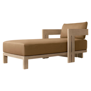 Modern Premium Durable Single Sun Lounger Solid Teak Wood Armrest Chaise Lounge Adjustable <b>Backrest</b> Furniture Customized - Product Image 1