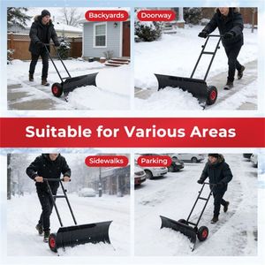Pala quitanieves de 29 x 33 x 44 pulgadas con ruedas, mango con 6 niveles de inclinación y cuchilla con 7 niveles de rotación, para caminos de acceso - Product Image 6